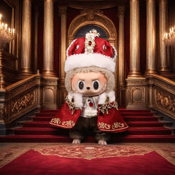 Labubu Doll Clothes King Coronation Outfit Red Royal Cape Clothes with Crown Handmade Set