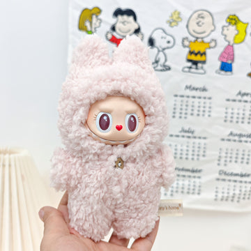 Labubu Doll Clothes Soft Fluffy Bunny Hoodie Romper Cozy Style