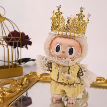Labubu Doll Clothes Gold Royal Prince Outfit with Crown