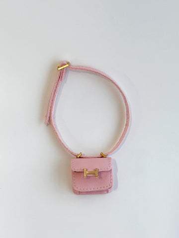 Labubu Mini Micro Flap Crossbody - Pink with Gold Accent
