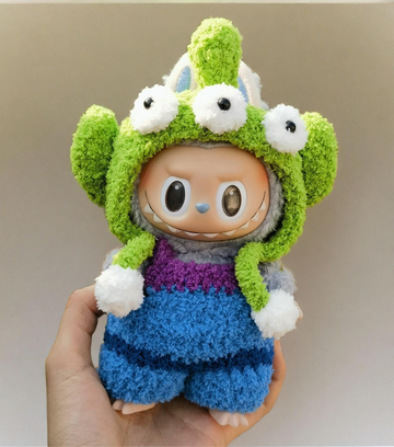 Labubu Cosmic Alien Outfit Set - Blue Overalls with Monster Hood