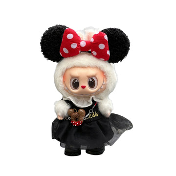 Labubu Doll Clothes Black Tulle Dress with Cookie Purse