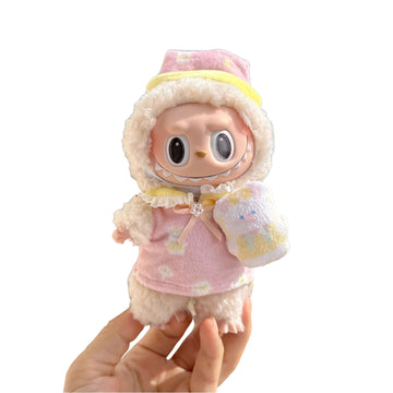 Labubu Doll Clothes Pajama Set with Plush Toy and Sleep Hat Bedtime Outfit