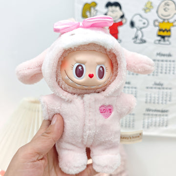 Labubu Doll Clothes Soft Fluffy Bunny Hoodie Romper Cozy Style