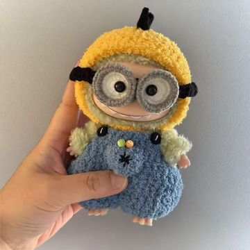Labubu Adorable Plush Outfit - Blue Body with Yellow Fluffy Tail