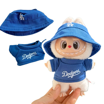 Labubu Doll Clothes LA Sportswear Set with Hoodie and Bucket Hat Dodgers Style