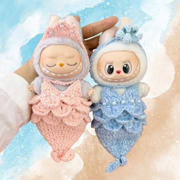 Labubu Doll Clothes Mermaid Crochet Tail Outfit with Pearl Accents Handmade
