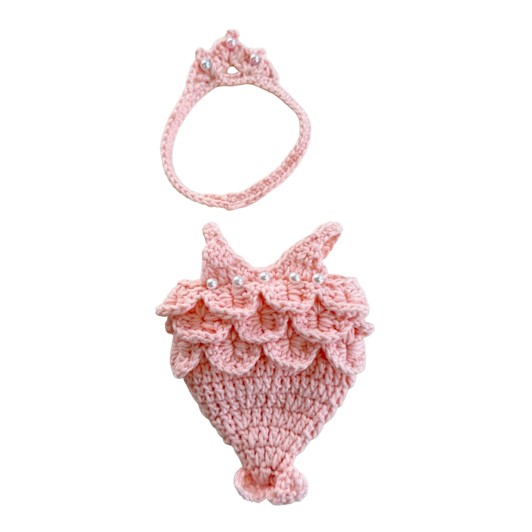 Labubu Doll Clothes Mermaid Crochet Tail Outfit with Pearl Accents Handmade