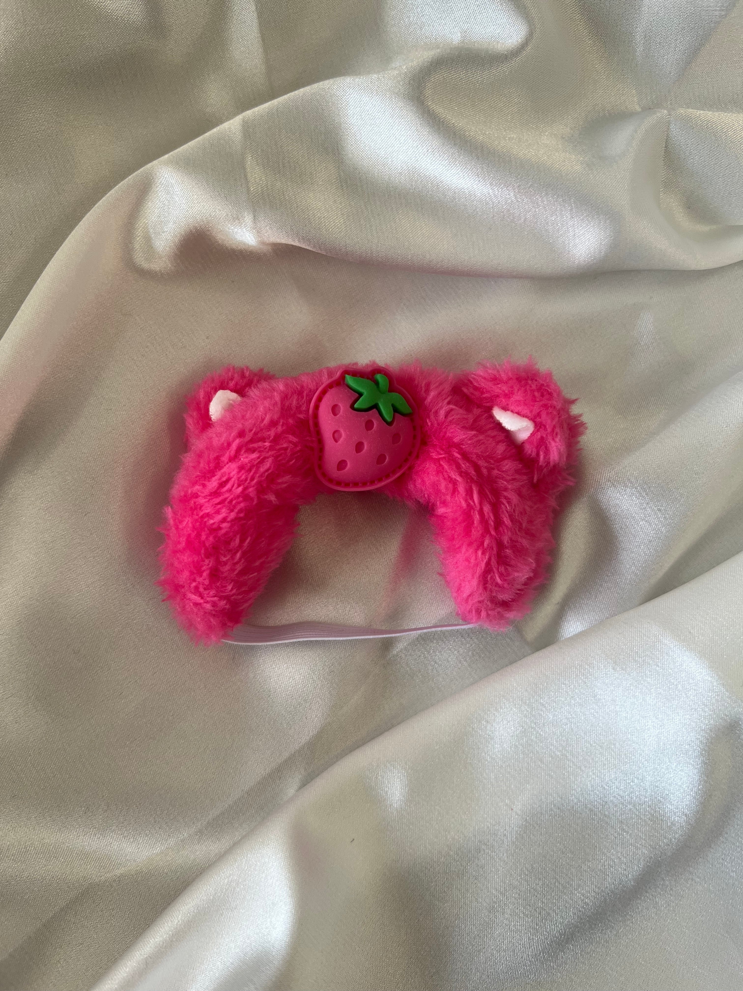 Labubu Berry Bear Outfit Set - Pink Fluffy Onesie & Strawberry Hood