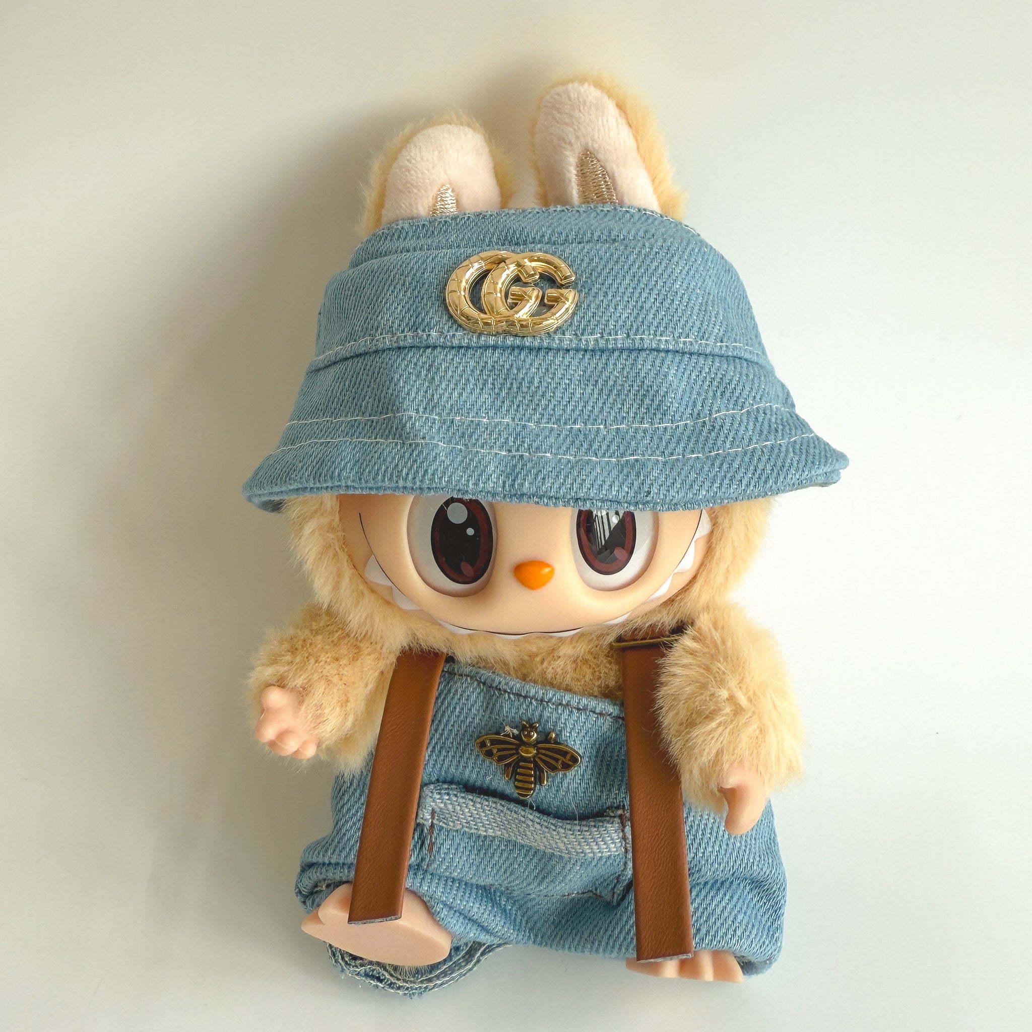 Labubu Denim Visor & Overalls Set - GG Inspired