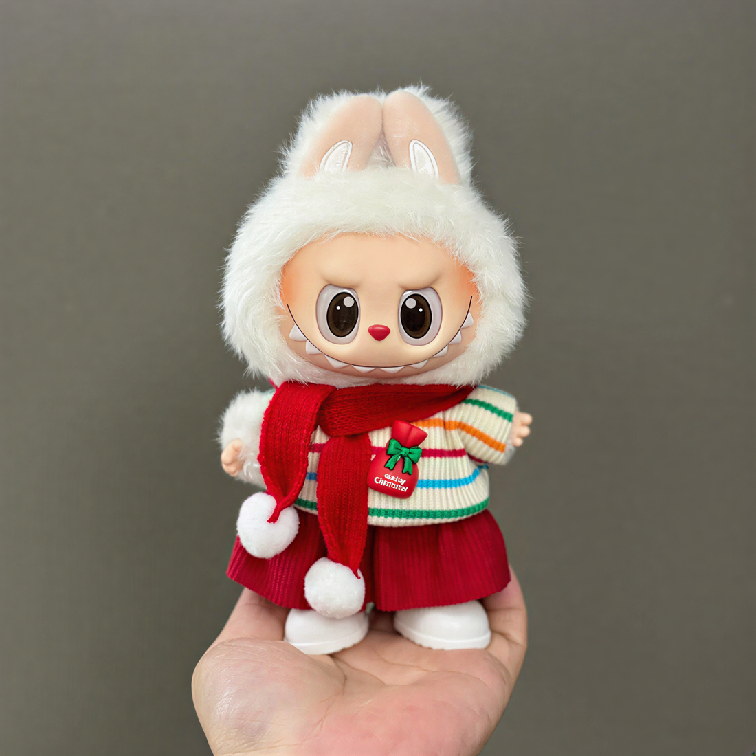 Cute Labubu Christmas Sweater & Scarf Doll Clothes | Holiday Outfit for POP MART Collectibles