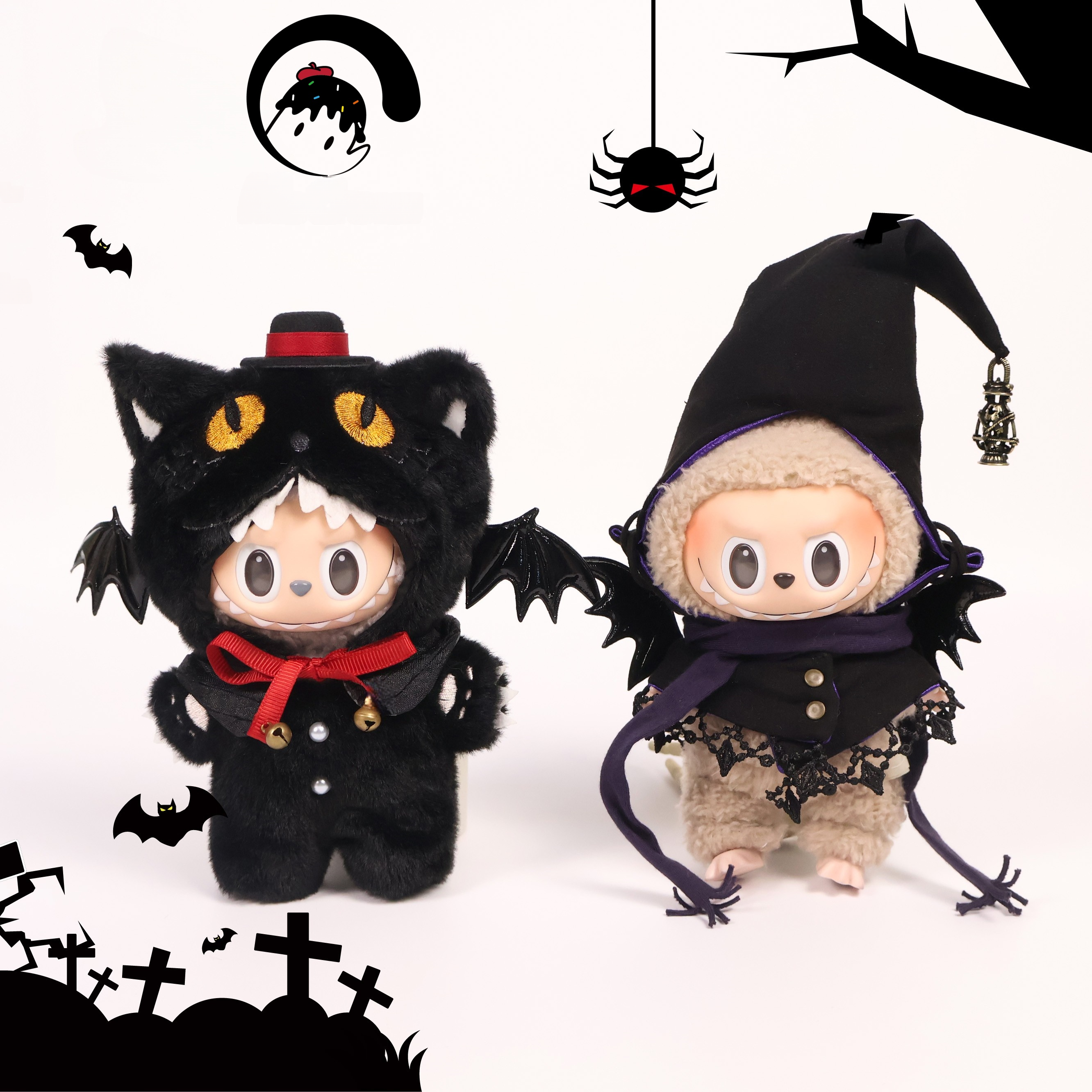 Labubu Halloween Doll Clothes Magic Outfit Set Witch and Black Cat Outfit Set