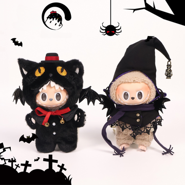 Labubu Halloween Doll Clothes Magic Outfit Set Witch and Black Cat Outfit Set