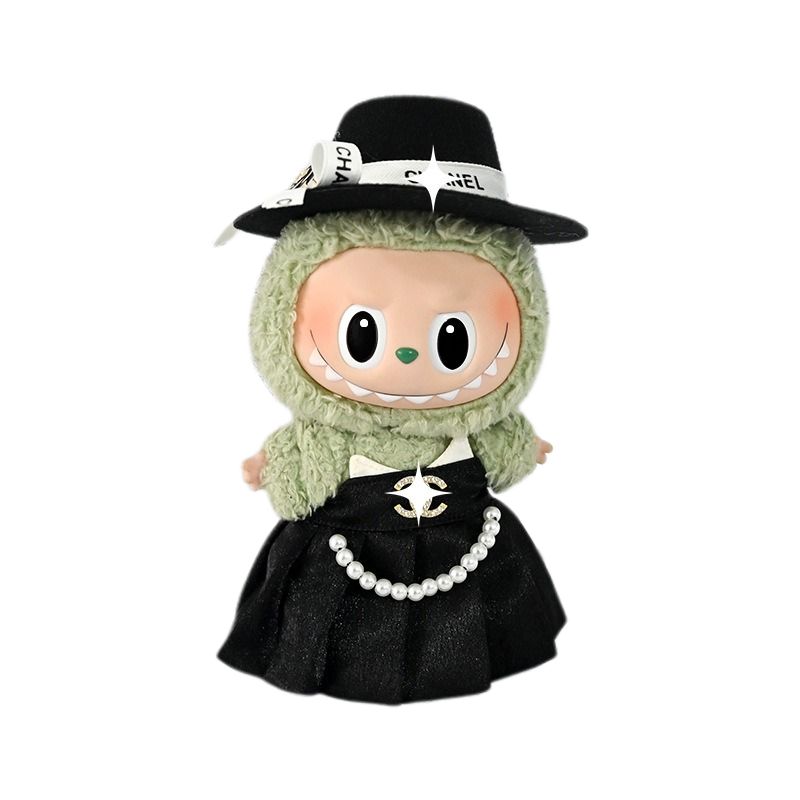 Labubu Doll Clothes Black Evening Dress Elegant Formal Style