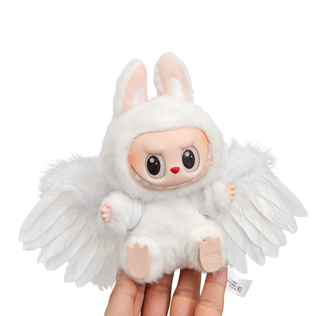 Labubu Doll Clothes White Black Angel Feather Wings