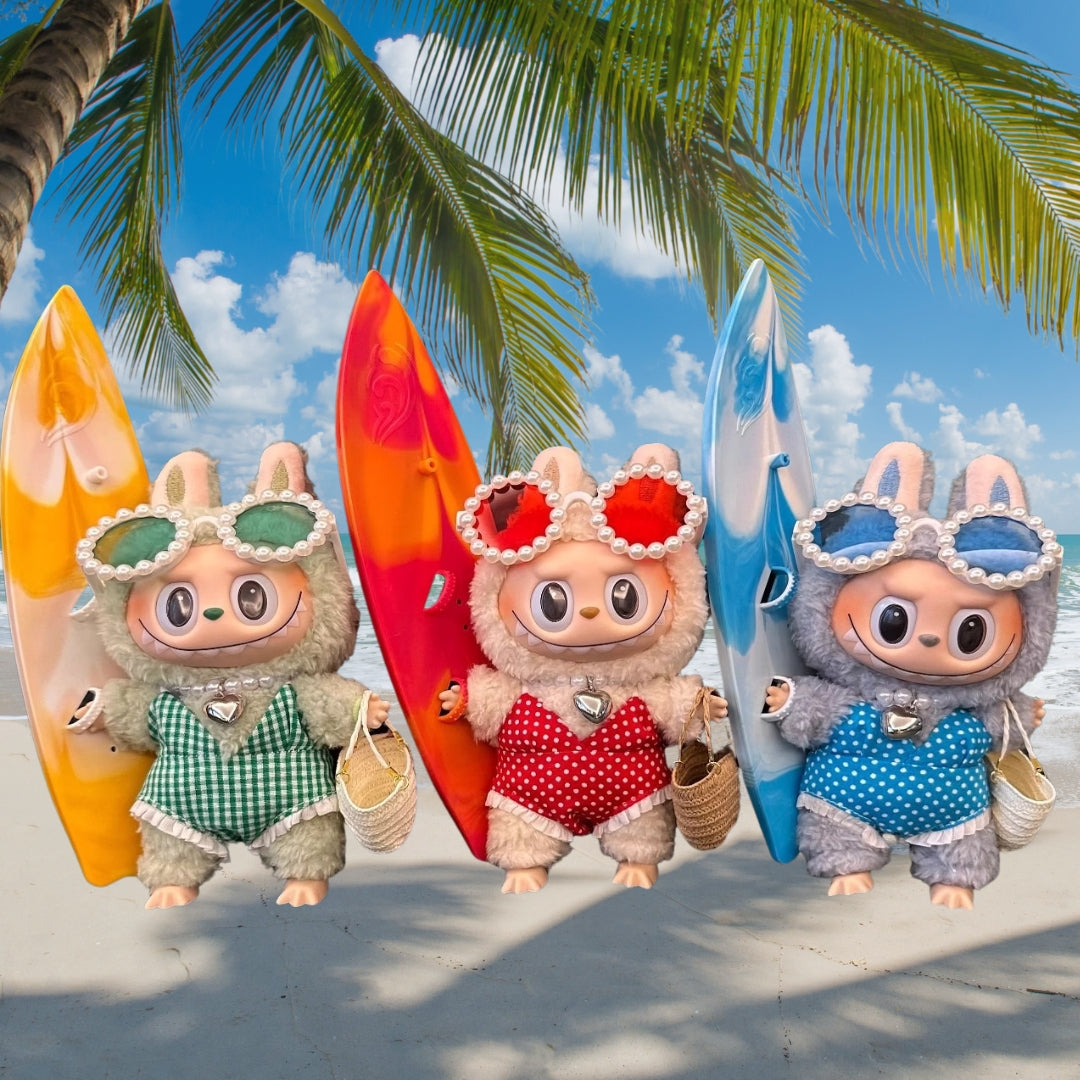 Labubu Doll Clothes Summer Swimsuit Vacation Set Beach Look