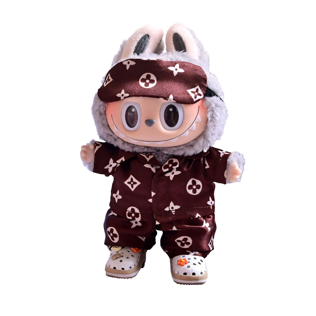Labubu Doll Clothes Luxury Pajama Set with Eye Mask