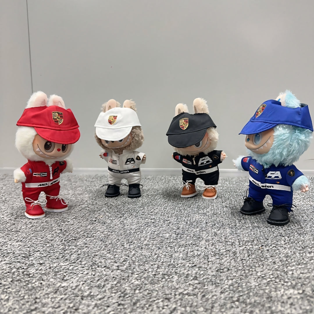Labubu Doll Racing Suit Set Porsche Racing Uniform
