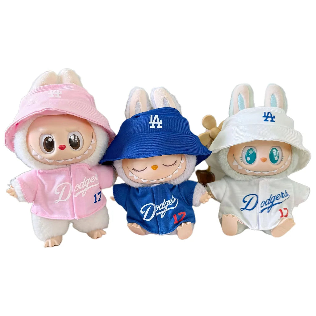 Labubu Doll Clothes LA Baseball Jersey Set with Bucket Hat Dodgers Style Sporty