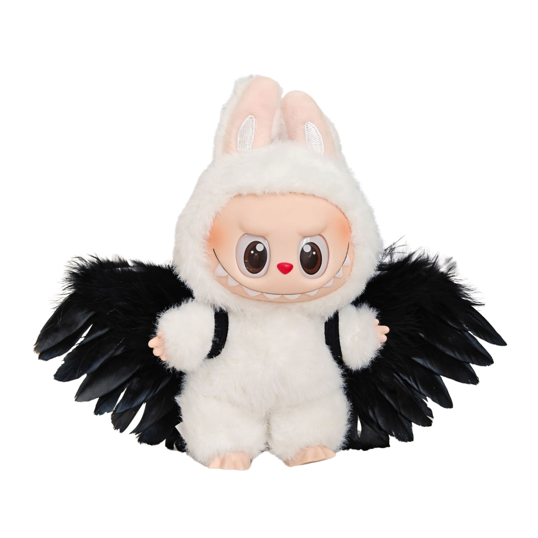 Labubu Doll Clothes White Black Angel Feather Wings