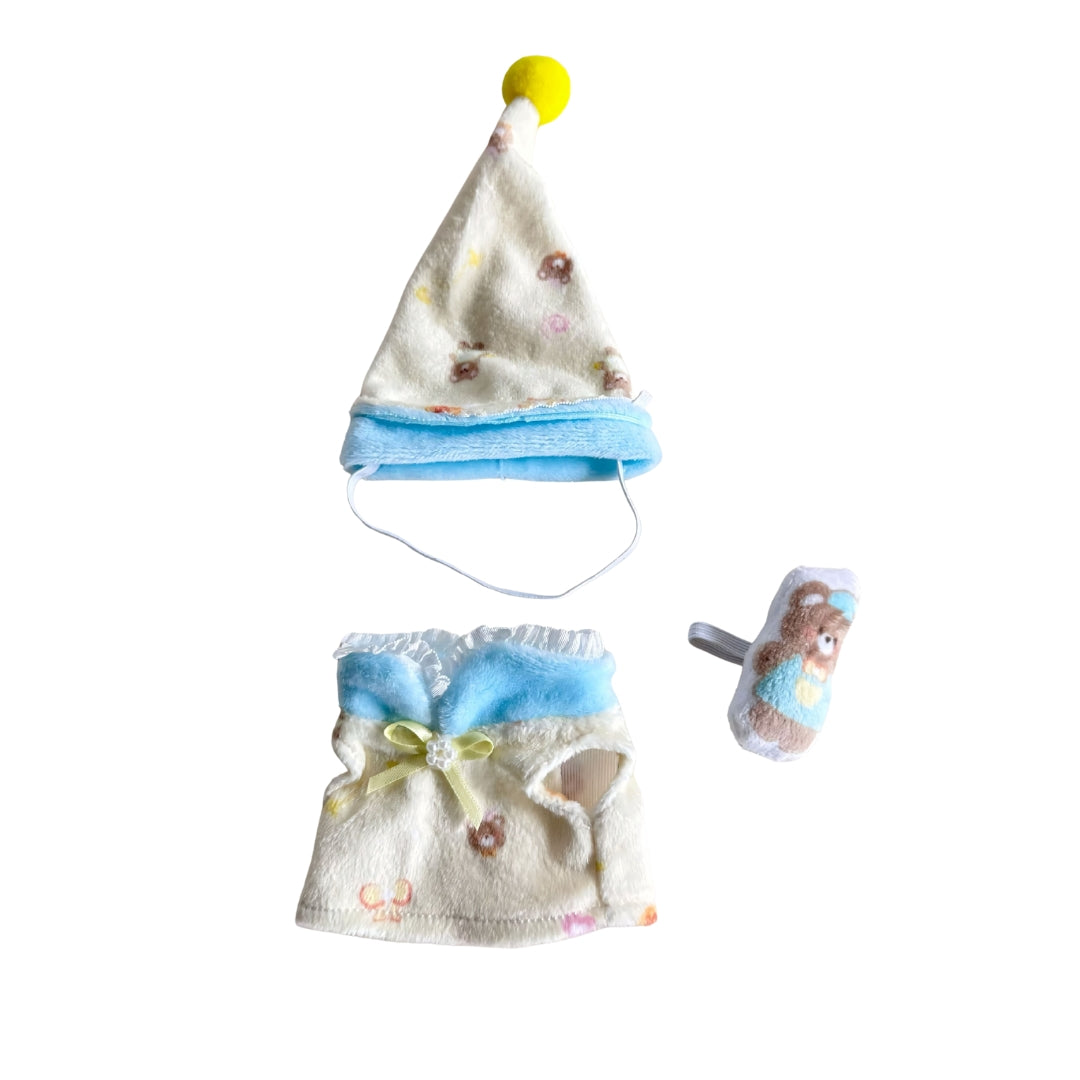 Labubu Doll Clothes Pajama Set with Plush Toy and Sleep Hat Bedtime Outfit