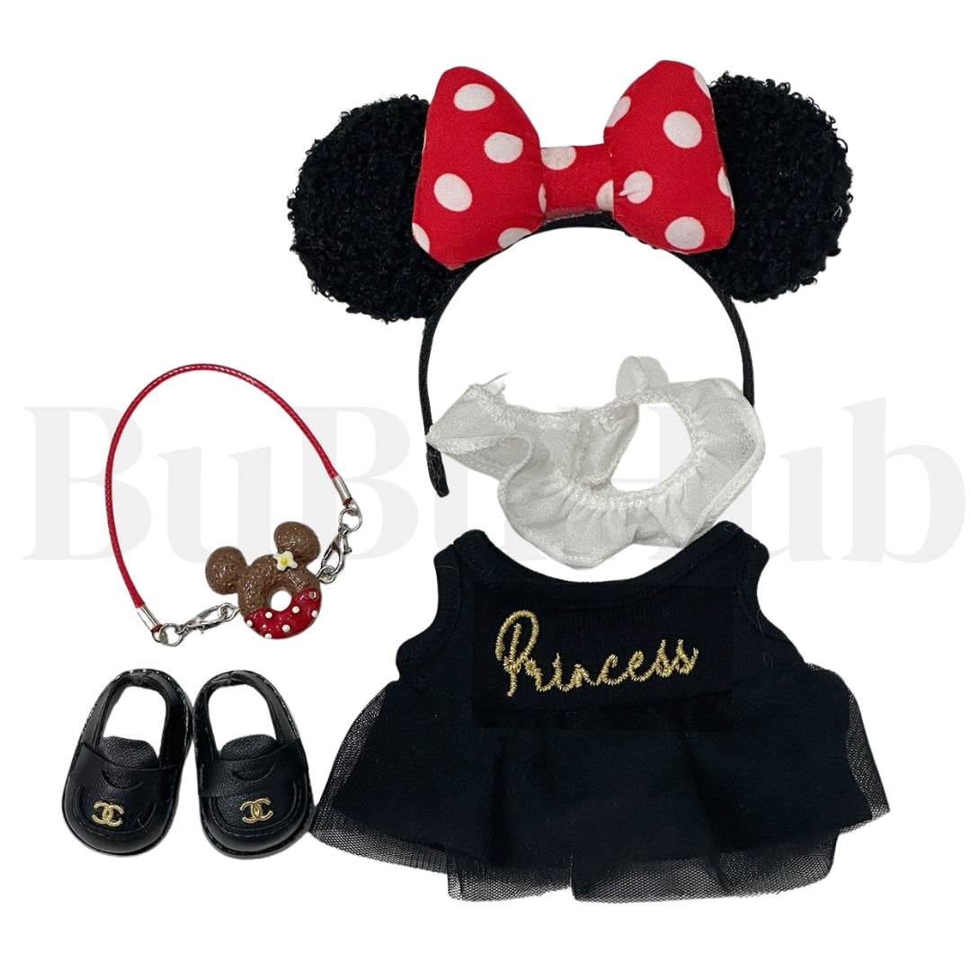 Labubu Doll Clothes Black Tulle Dress with Cookie Purse
