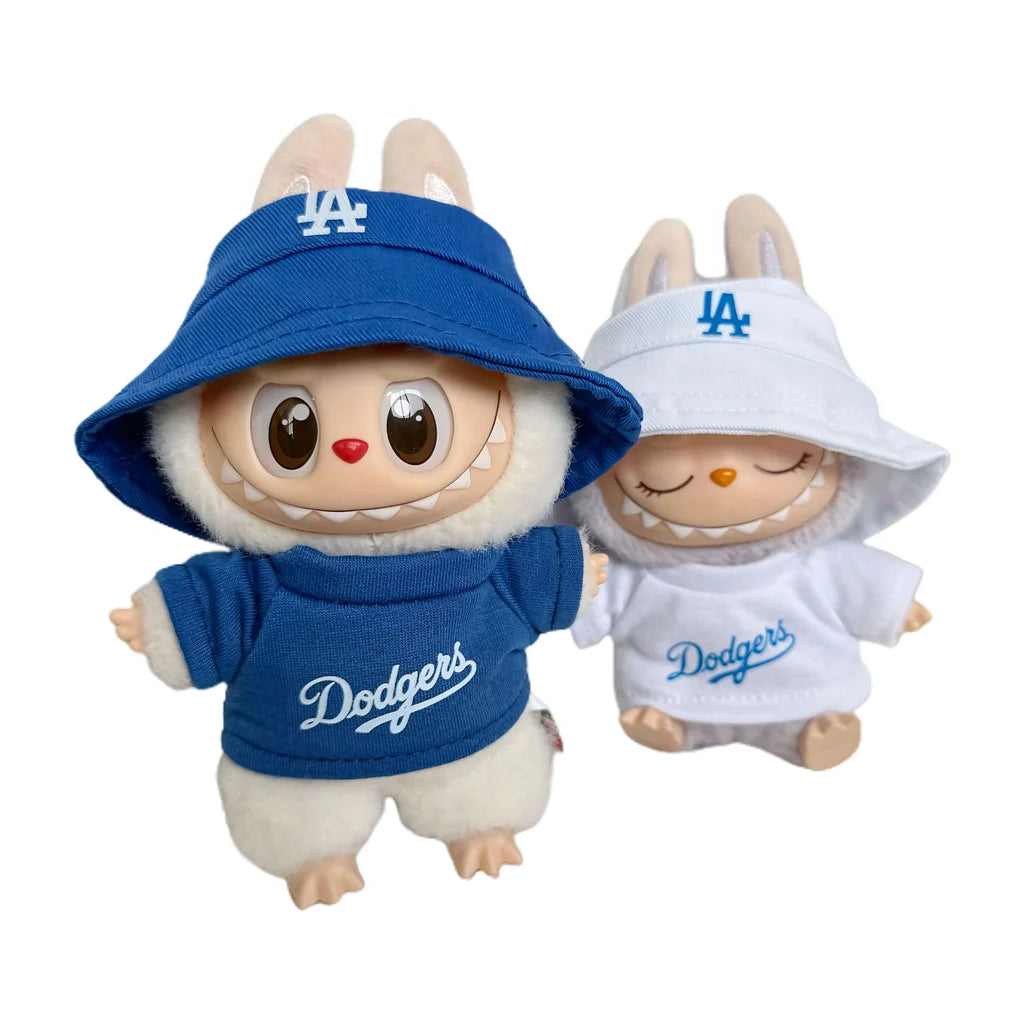 Labubu Doll Clothes LA Sportswear Set with Hoodie and Bucket Hat Dodgers Style
