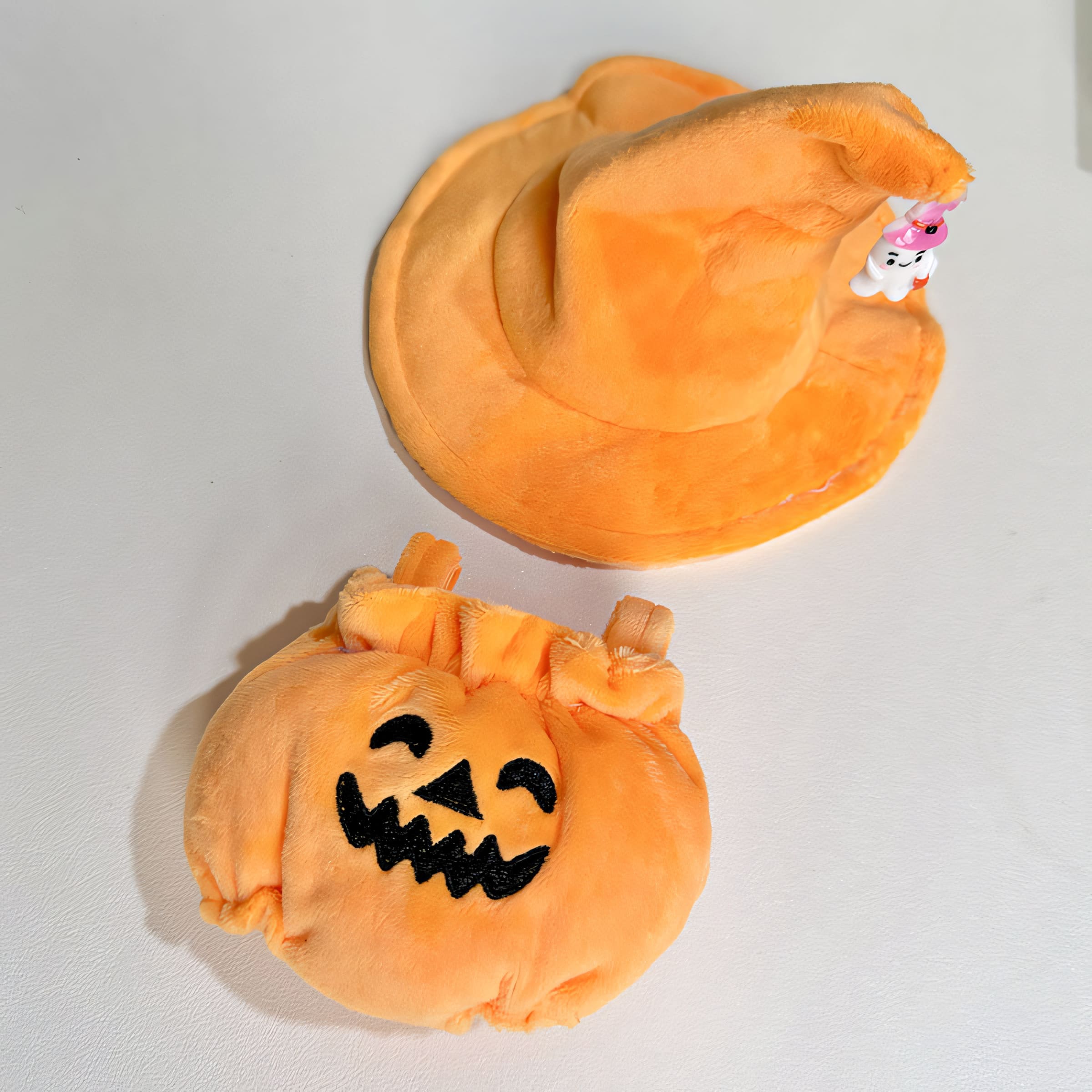 Labubu Doll Clothes Halloween Pumpkin Outfit with Witch Hat Plush Costume Set