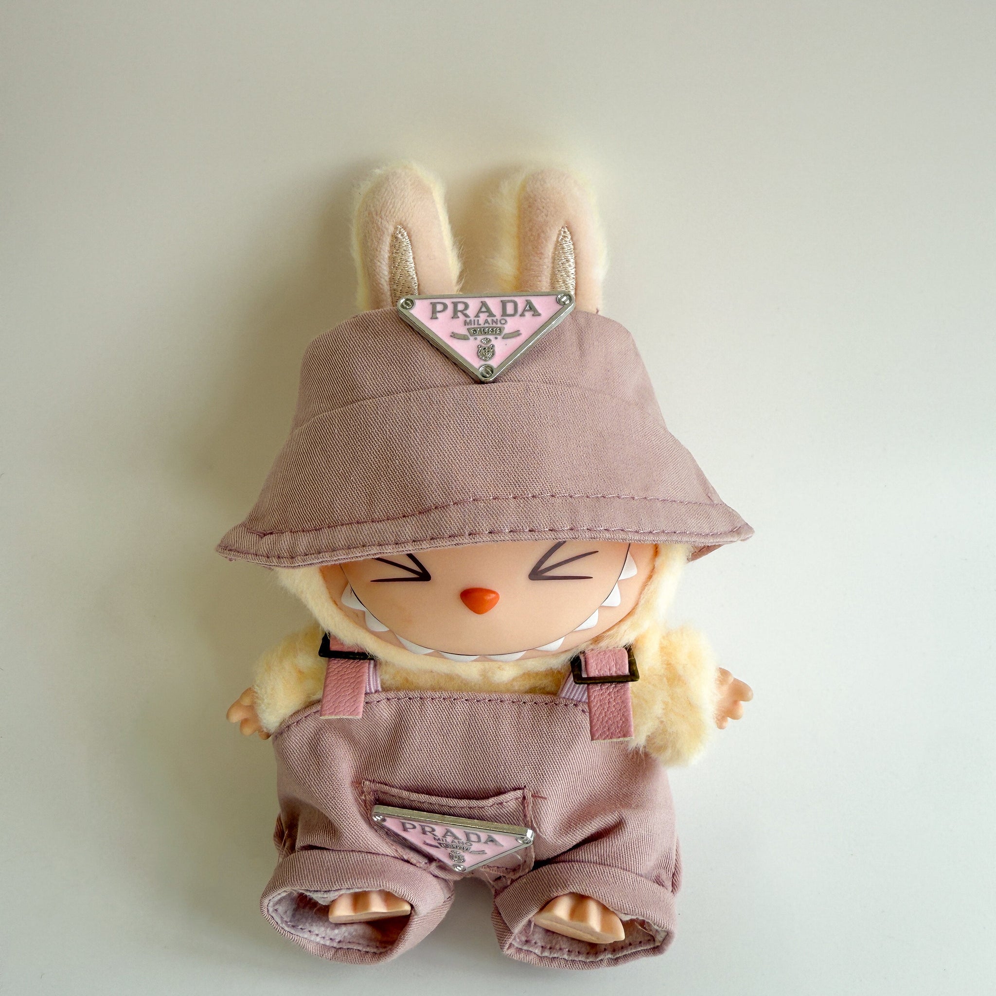 Labubu Pink Designer Bucket Hat & Overalls Set - P Inspired