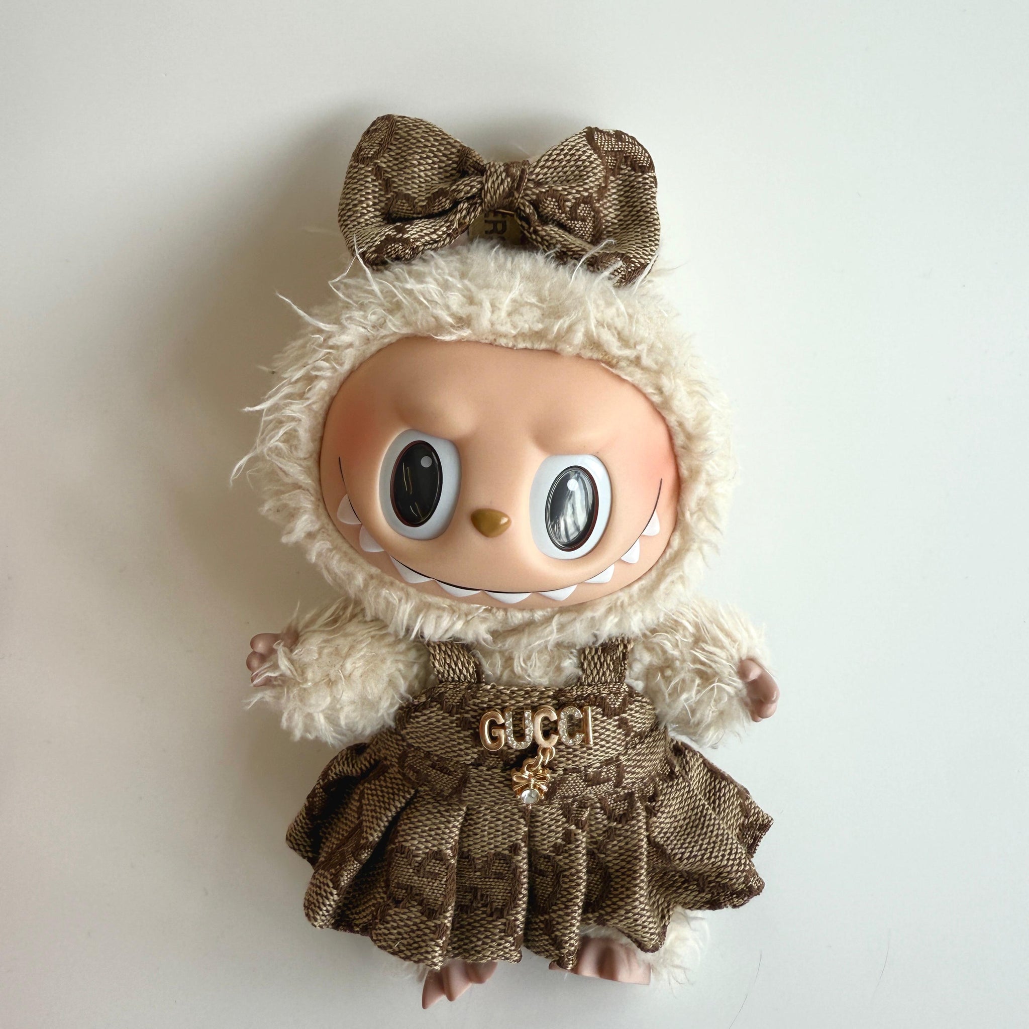 Labubu GG Inspired Monogram Dress Set with Matching Bow
