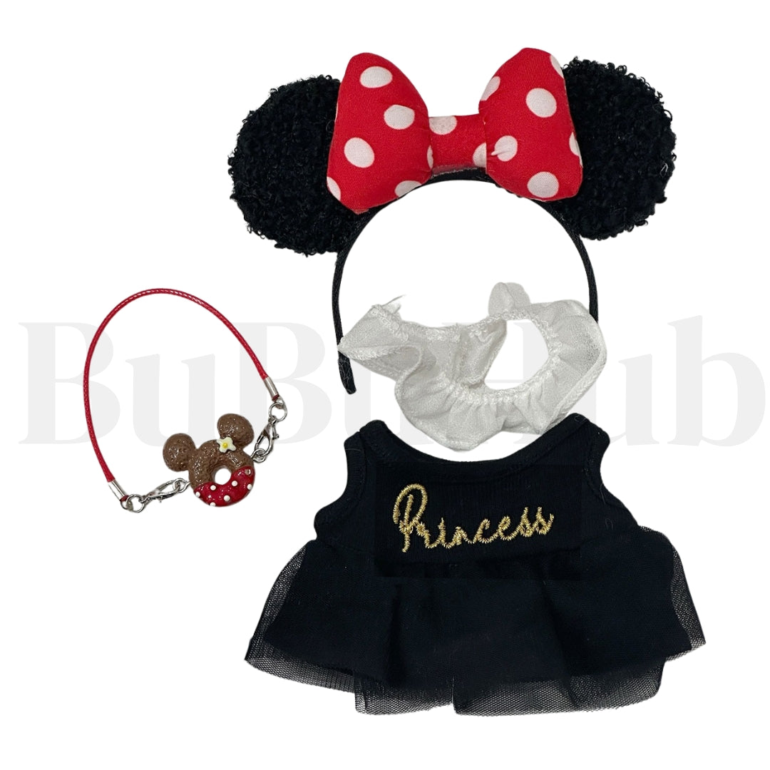 Labubu Doll Clothes Black Tulle Dress with Cookie Purse
