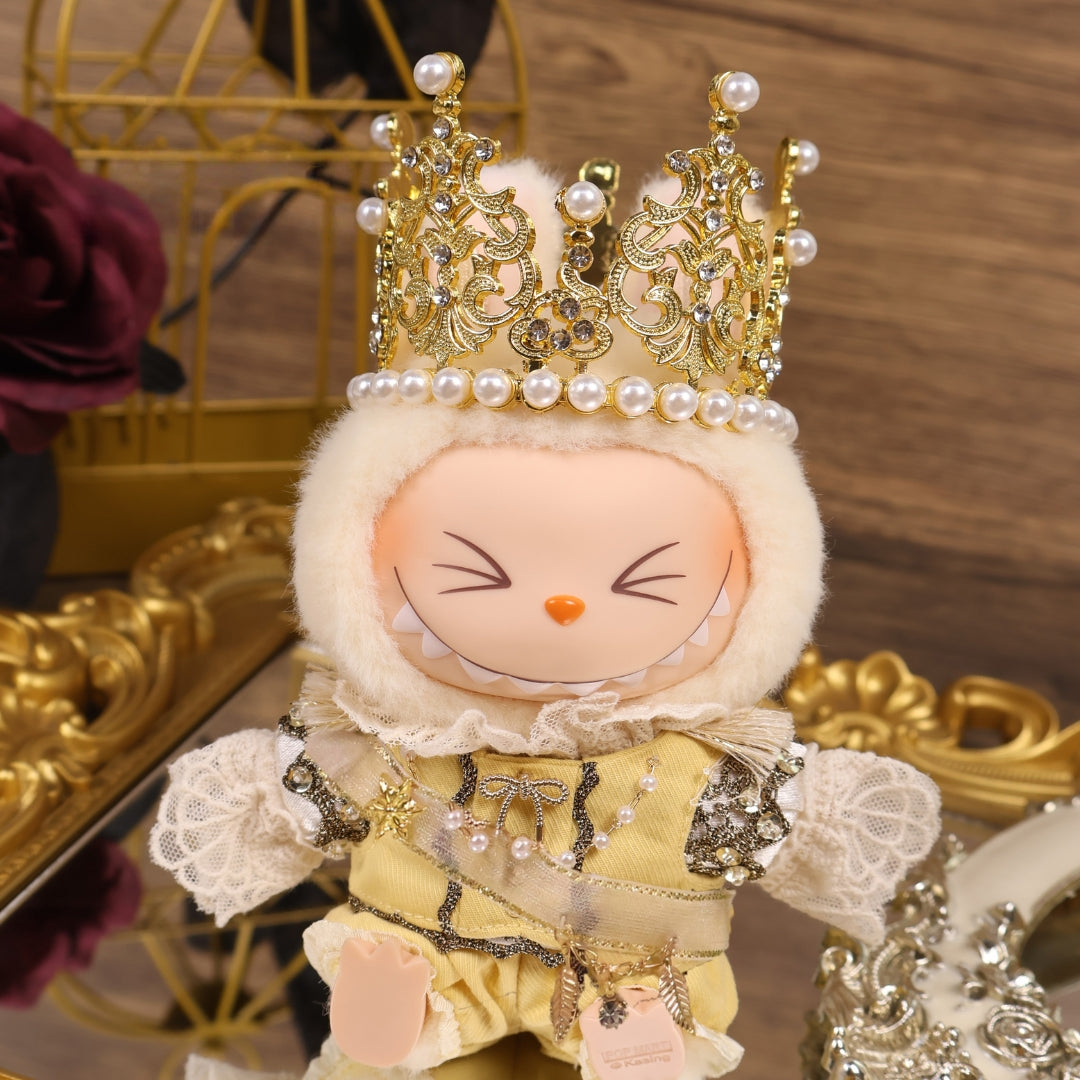 Labubu Doll Clothes Gold Royal Prince Outfit with Crown
