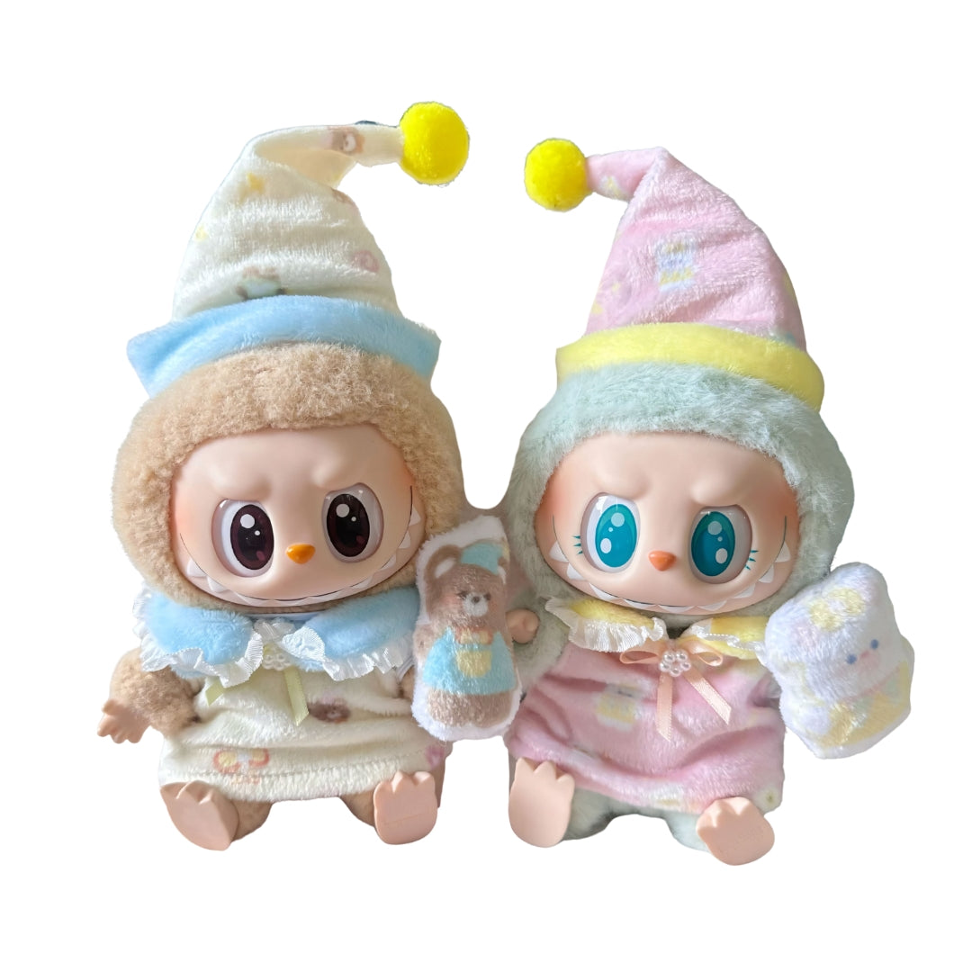 Labubu Doll Clothes Pajama Set with Plush Toy and Sleep Hat Bedtime Outfit