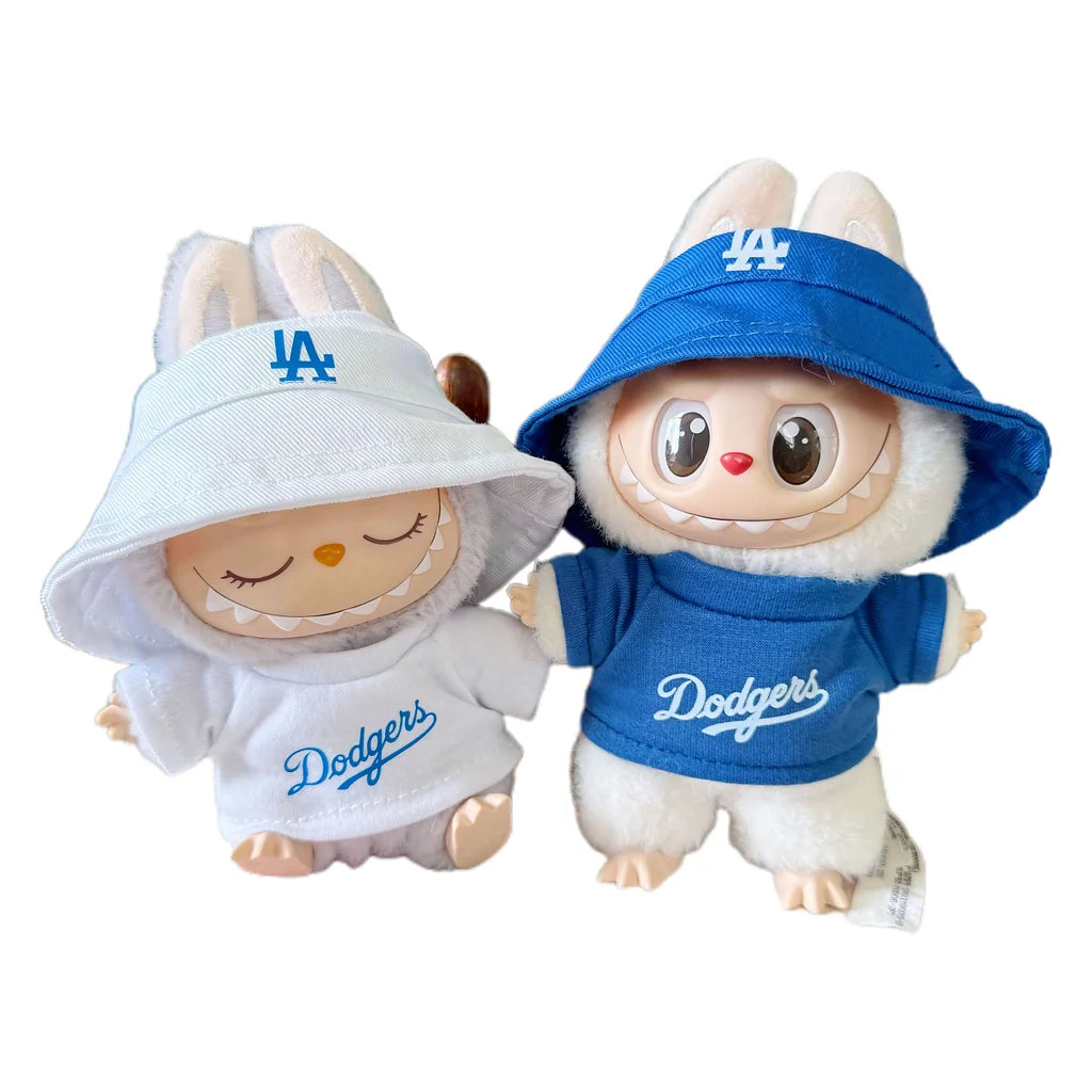 Labubu Doll Clothes LA Sportswear Set with Hoodie and Bucket Hat Dodgers Style