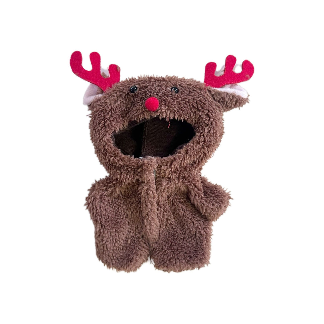 Labubu Doll Clothes Christmas Reindeer Onesie with Antlers and Red Nose Winter Costume