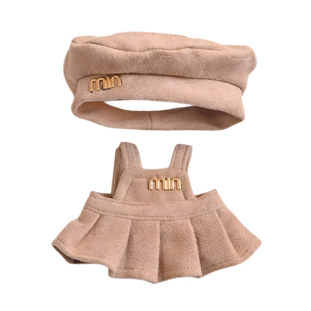 Labubu Doll Clothes French Beret Dress Set Soft Wool Style