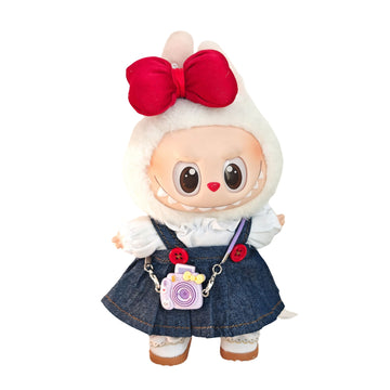Labubu Doll Clothes Denim Skirt with Oversized Bow Outfit