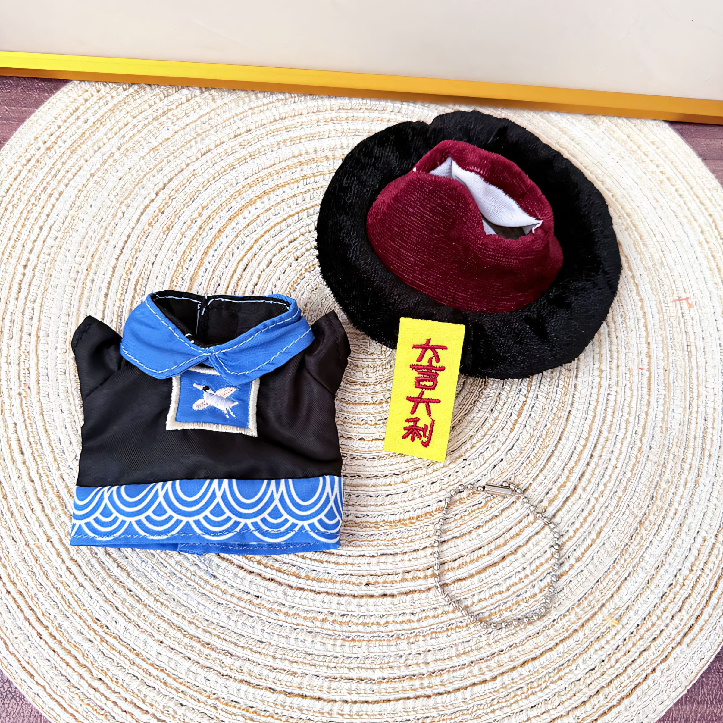 Labubu Doll Clothes Chinese Jiangshi Zombie Costume with Hat and Talisman Labubu Halloween Outfit